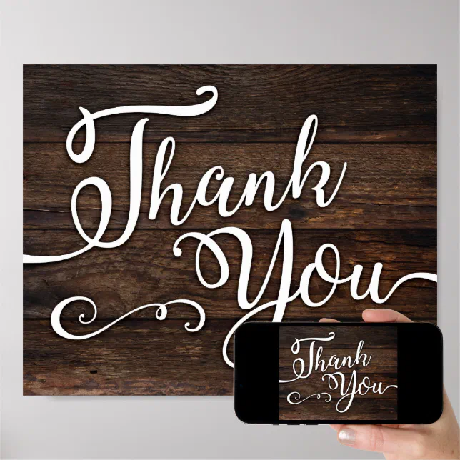 Rustic Chic THANK YOU Sign Print | Zazzle