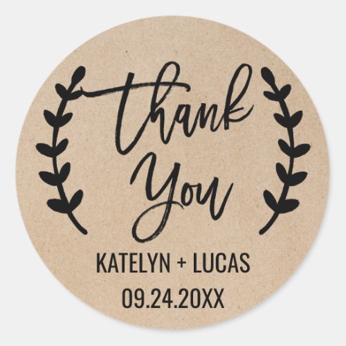 Rustic Chic Thank You Wedding Favor Stickers