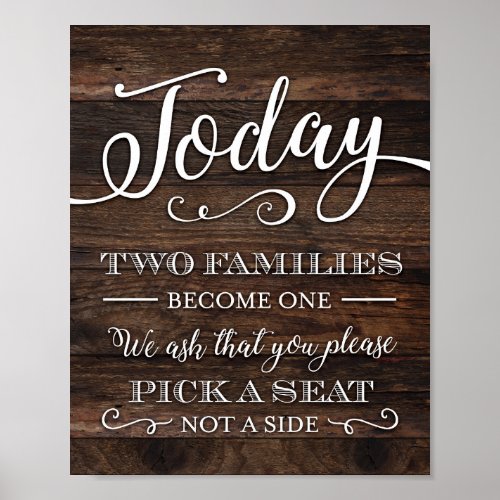 Rustic Chic TWO FAMILIES BECOME ONE Sign Print