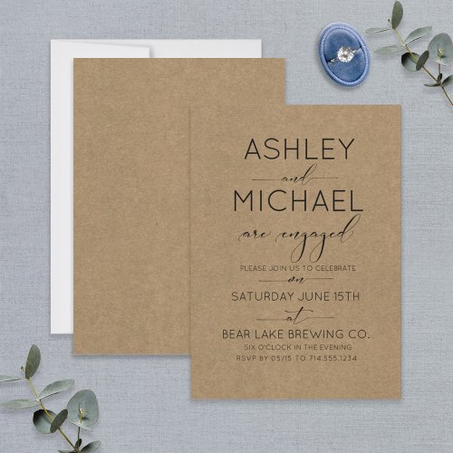Rustic Chic Typography Engagement Party Invitation