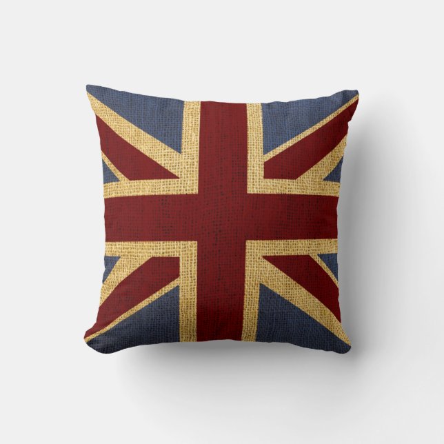 Rustic Chic Union Jack Throw Pillow (Front)