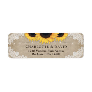 Rustic Chic Vintage Burlap and Lace Sunflower Label