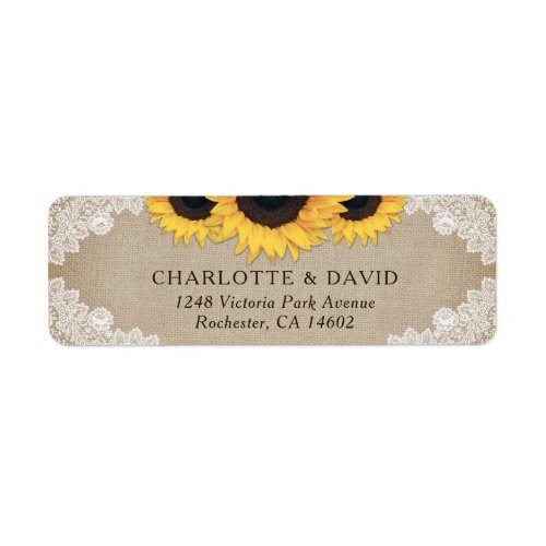 Rustic Chic Vintage Burlap and Lace Sunflower Label