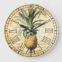 Rustic Chic Vintage French Pineapple Large Clock