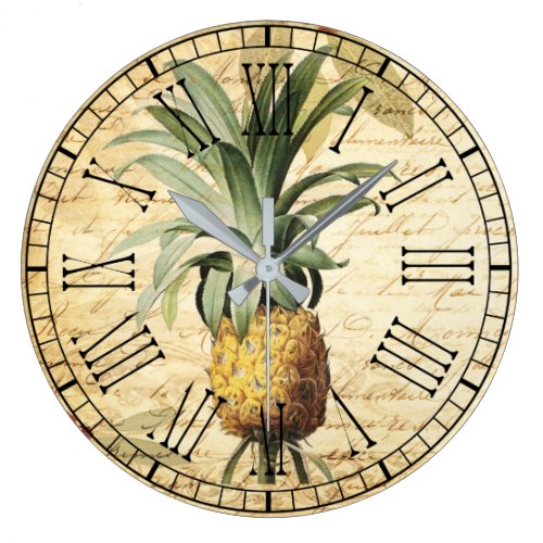 Rustic Chic Vintage French Pineapple Large Clock