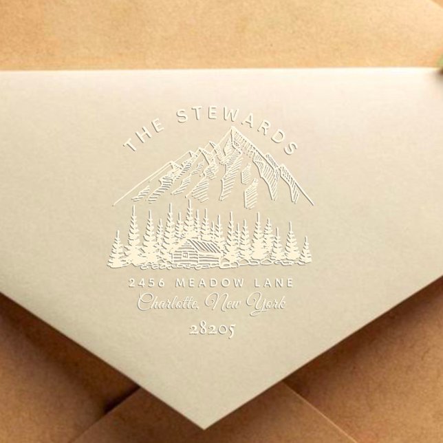 Rustic - Chic Vintage Pine Trees Family Address Embosser (Creator Uploaded)