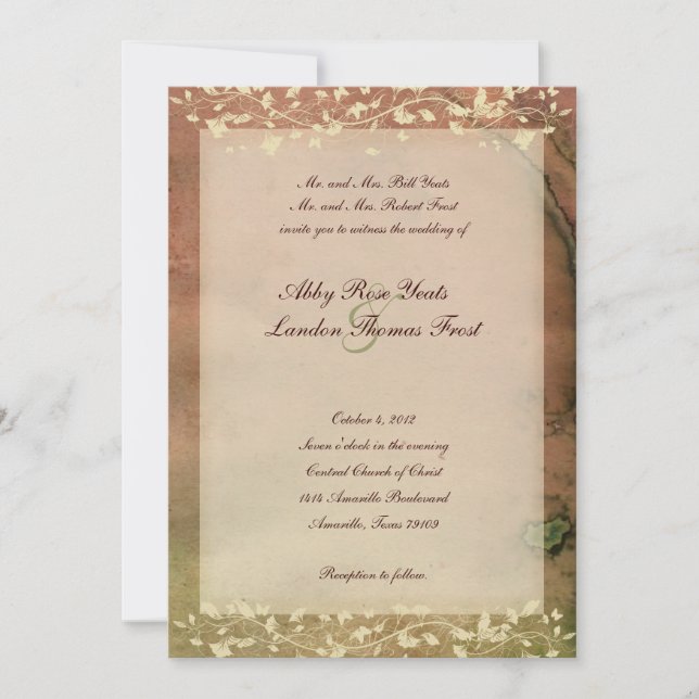 Rustic Chic Warm Colors Wedding Invitation (Front)