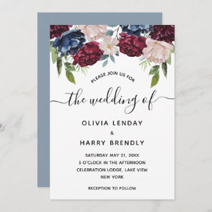 Rustic Chic Watercolor Floral Wedding Invitation