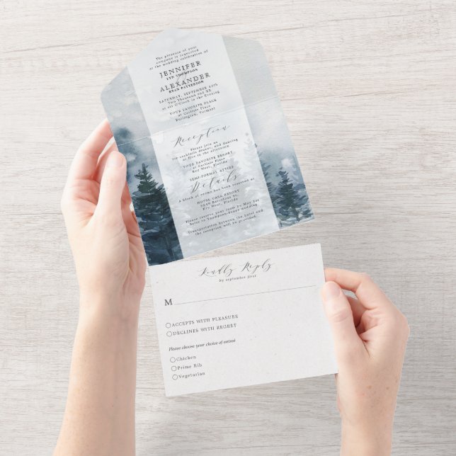 Rustic Chic Wedding All In One Invitation (Tearaway)