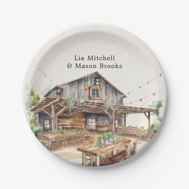 Rustic Chic Wedding Bridal Shower Paper Plates (Front)