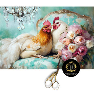 Rustic Chic Wedding Chickens Decoupage  Tissue Paper