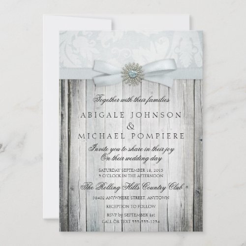 Rustic Chic Wedding Invitation with Sparkle
