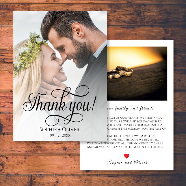 Rustic Chic Wedding Photo Script Thank You Card (Creator Uploaded)