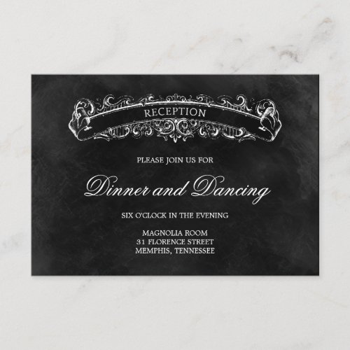 Rustic Chic Wedding Reception Card - Black