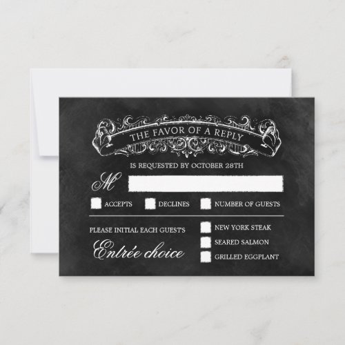 Rustic Chic Wedding RSVP Card - Black