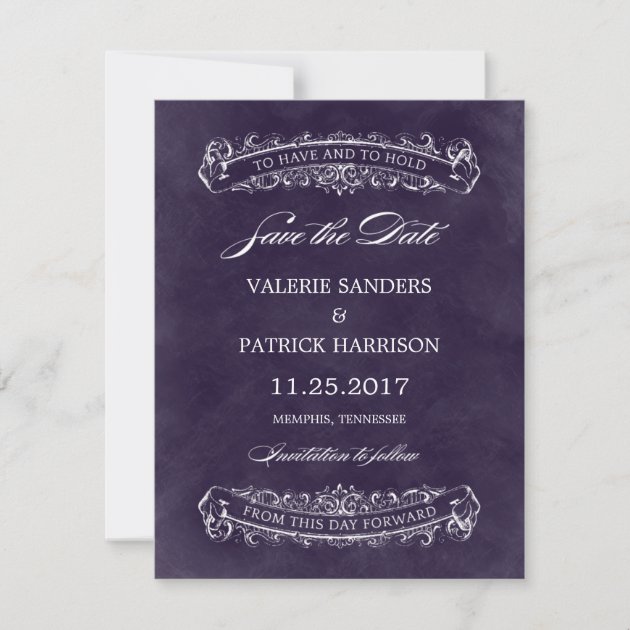 Rustic Chic Wedding Save The Date - Purple