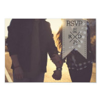 Rustic & Chic White Ribbon Overlay | Wedding RSVP Card