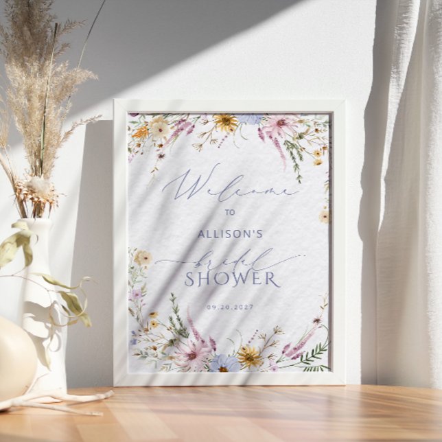 Rustic Chic Wildflower Bridal Shower Welcome Poster (Creator Uploaded)