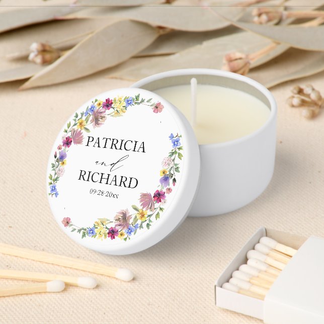 Rustic Chic Wildflowers Wedding Mini Candle Favors (Insitu)