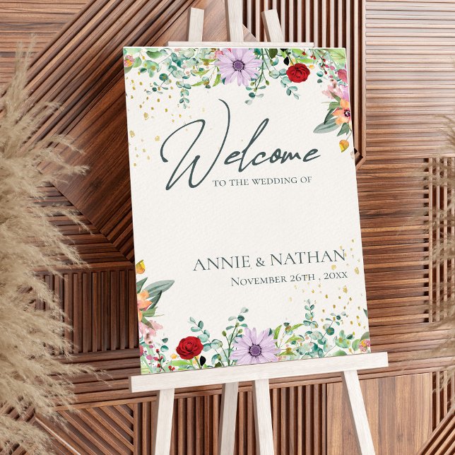 Rustic Chic Wildflowers Welcome To The Wedding  Foam Board (Rustic Chic Wildflowers Welcome To The Wedding Foam Board)