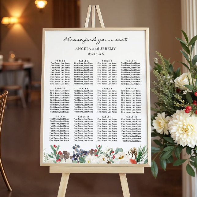 Rustic Chic Winter Floral Wedding Seating Chart (Creator Uploaded)