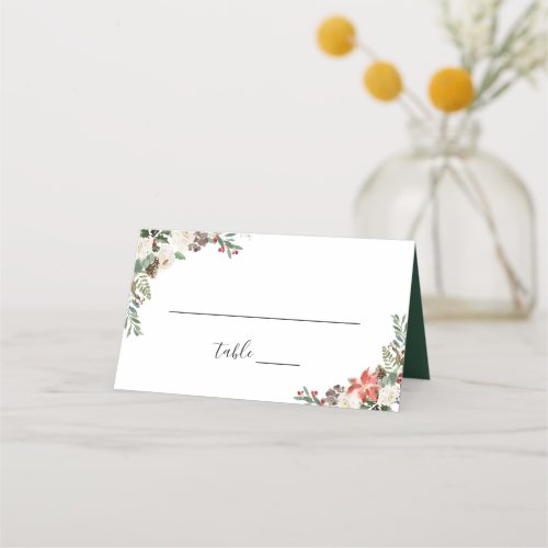 Rustic Chic Winter Floral Wedding Table Place Card