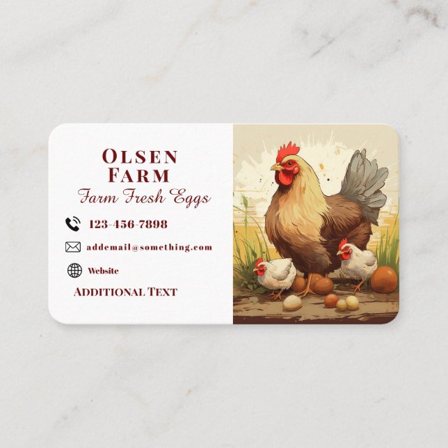Rustic Chicken and Chicks Business Cards (Front)
