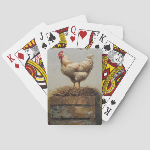 Rustic Chicken and Nest Poker Cards