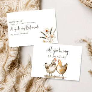 Rustic Chicken Be My Bridesmaid Proposal Card