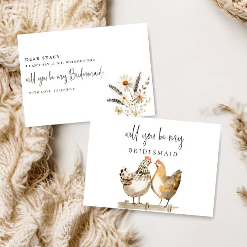 Rustic Chicken Be My Bridesmaid Proposal Card