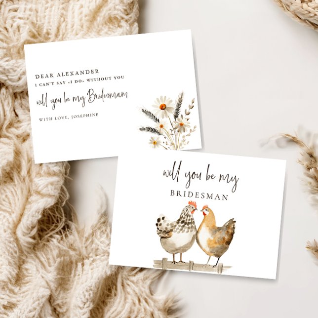 Rustic Chicken Be My Bridesman Proposal Card (Creator Uploaded)