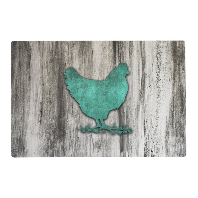 Rustic Chicken (Blue) Placemat (Front)