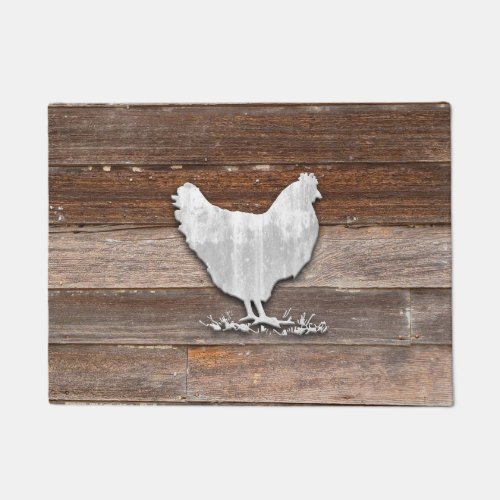 Rustic Chicken Brown Boards Doormat