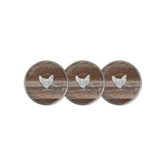 Rustic Chicken (Brown Boards) Golf Ball Marker