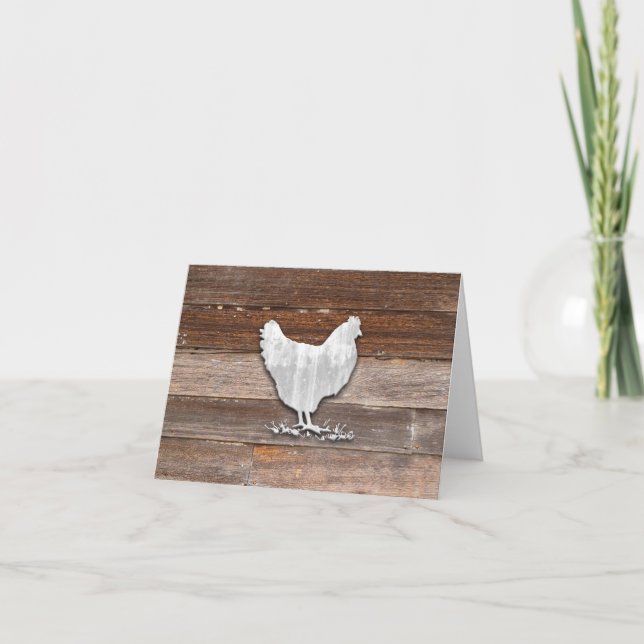 Rustic Chicken (Brown Boards) Letterpress Thank You Card (Front)