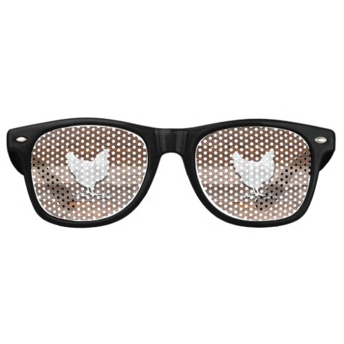 Rustic Chicken Brown Boards Retro Sunglasses