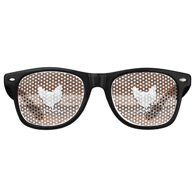 Rustic Chicken (Brown Boards) Retro Sunglasses (Front)