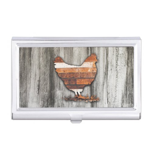 Rustic Chicken Brown Business Card Case