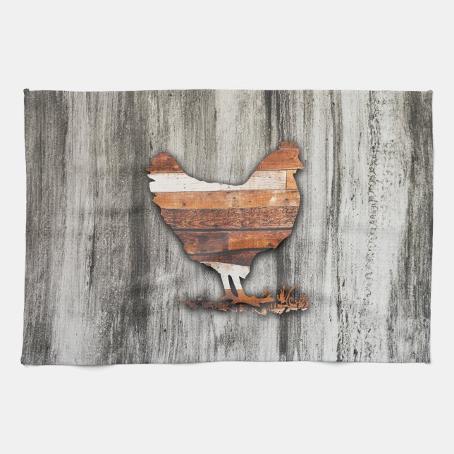 Rustic Chicken (Brown) Kitchen Towel (Horizontal)