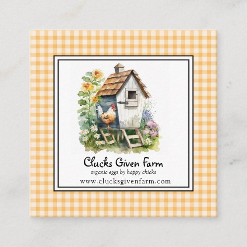 Rustic Chicken Coop Farm Fresh Eggs  Square Business Card