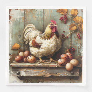 Rustic Chicken Coop Paper Napkin