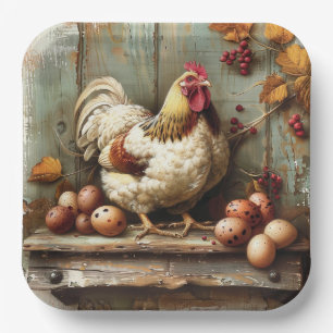 Rustic Chicken Coop Paper Plate