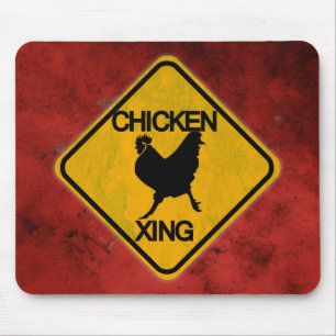 Rustic Chicken Crossing Sign Mouse Pad