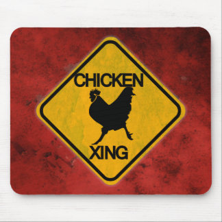 Rustic Chicken Crossing Sign Mouse Pad