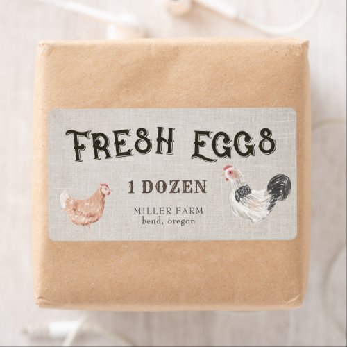 Rustic Chicken Decorative Script Egg Carton Label