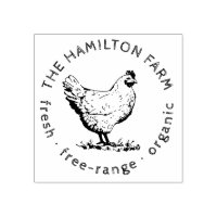 Personalized Vintage Hand-drawn Chicken Egg Rubber Stamp