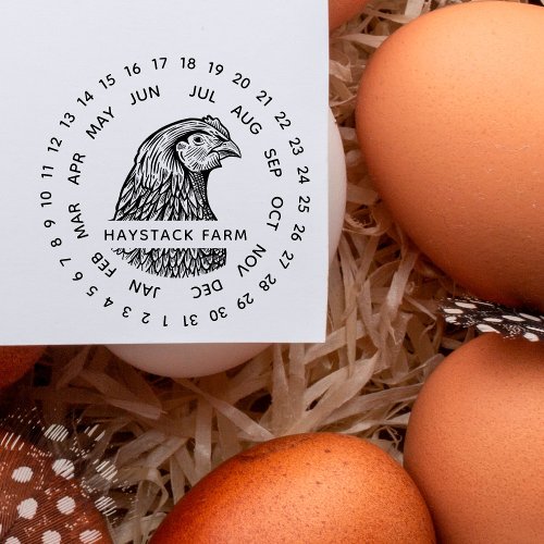 Rustic Chicken Family Farm Egg Carton Date Stamp