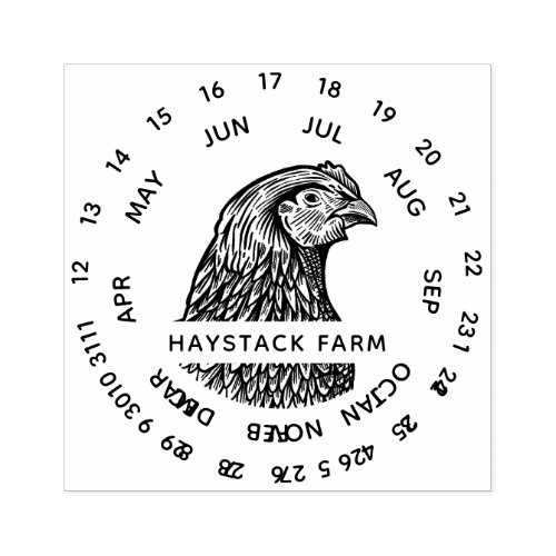 Rustic Chicken Family Farm Egg Carton Date Stamp