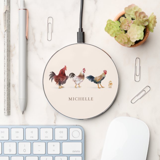 Rustic Chicken Farm Animal  Wireless Charger (Desk)