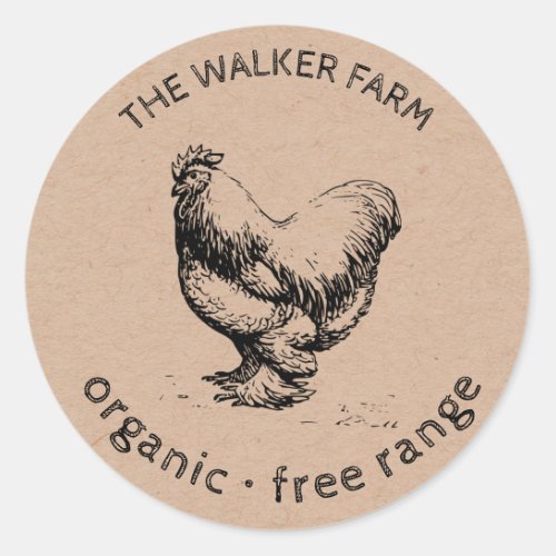 rustic chicken farmhouse monogram classic round st classic round sticker